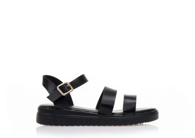 Flatforms TSOUKALAS μαύρα δερματίνη με λουράκι στον αστράγαλο ΜΑΥΡΟ - Tsoukalas - 