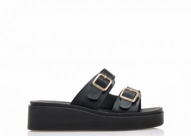 Flatforms TSOUKALAS μαύρα δερματίνη με ρυθμιζόμενη φάσα ΜΑΥΡΟ - Tsoukalas - 