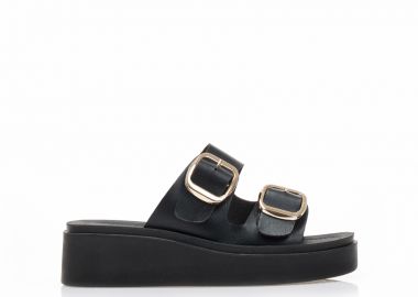 Flatforms TSOUKALAS μαύρα δερματίνη με ρυθμιζόμενη φάσα ΜΑΥΡΟ - Tsoukalas - 