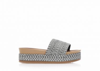 Flatforms TSOUKALAS μαύρα δερματίνη με στρας ΜΑΥΡΟ - Tsoukalas - 