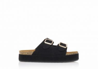 Flatforms TSOUKALAS μαύρα σουέτ ΜΑΥΡΟ - Tsoukalas - 