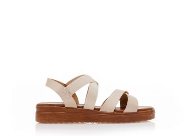 Flatforms TSOUKALAS μπεζ δερματίνη με χιαστί λουράκια ΜΠΕΖ - Tsoukalas - 