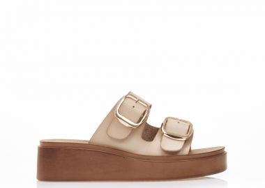 Flatforms TSOUKALAS μπεζ δερματίνη με ρυθμιζόμενη φάσα ΜΠΕΖ - Tsoukalas - 