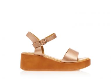 Flatforms TSOUKALAS μπρονζέ δερματίνη με λουράκι στον αστράγαλο ΜΠΡΟΝΖΕ - Tsoukalas - 