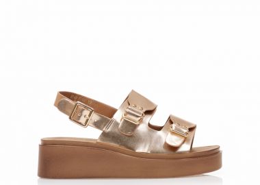 Flatforms TSOUKALAS μπρονζέ δερματίνη με λουράκι στον αστράγαλο ΜΠΡΟΝΖΕ - Tsoukalas - 