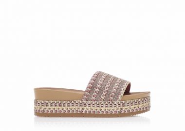 Flatforms TSOUKALAS ροζ δερματίνη με στρας ΡΟΖ - Tsoukalas - 