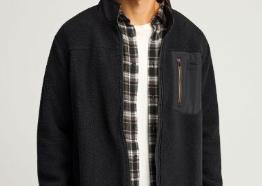 Fleece ζακέτα με τσέπη στο στήθος και φερμουάρ - FUNKY BUDDHA - 