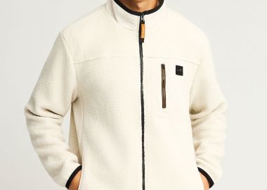 Fleece ζακέτα με τσέπη στο στήθος και φερμουάρ - FUNKY BUDDHA - 