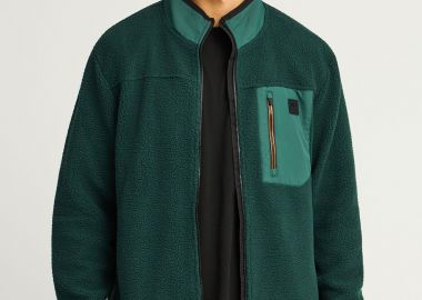 Fleece ζακέτα με τσέπη στο στήθος και φερμουάρ - FUNKY BUDDHA - 