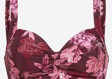 Floral bikini-top και σούρα σε μπορντώ χρώμα -  - 