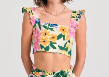 Φλοράλ cropped top με βολάν - FUNKY BUDDHA - 