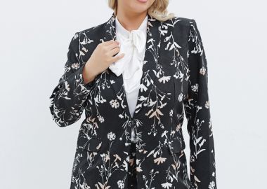 Floral φοδραρισμένο σακάκι σε μαύρο χρώμα -  - 