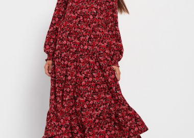 Φλοράλ μάξι φόρεμα με βολάν - FUNKY BUDDHA - 