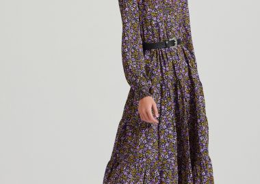 Floral μίντι φόρεμα με βολάν - FUNKY BUDDHA - 