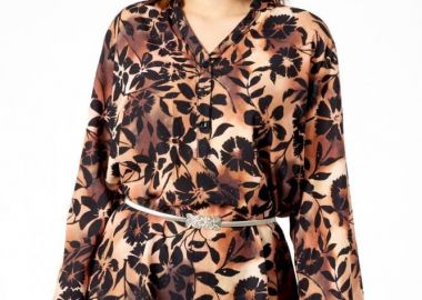 ΦΛΟΡΑΛ ΜΠΛΟΥΖΑ ΜΕ ΛΑΣΤΙΧΟ ΣΤΑ ΜΑΝΙΚΙΑ - Anna Raxevsky - 