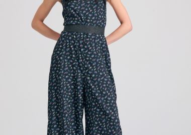 Φλοράλ ολόσωμη φόρμα από τεχνητό μετάξι - FUNKY BUDDHA - 