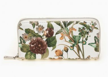 Φλοράλ πορτοφόλι με φερμουάρ - Εκρού - Issue - 