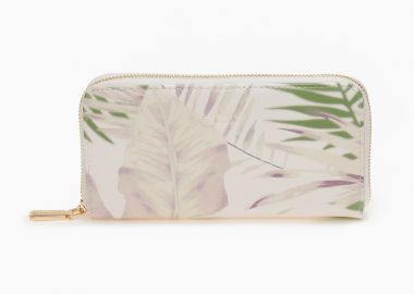 Φλοράλ πορτοφόλι με φερμουάρ - Μπεζ - Issue - 