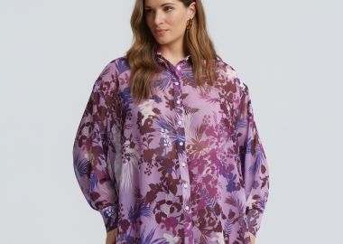 Φλοράλ πουκάμισο μουσελίνα με μακριά μανίκια - MAT FASHION - 