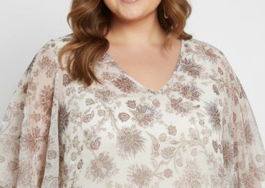 Floral τουνίκ με βολάν σε λευκό χρώμα -  - 