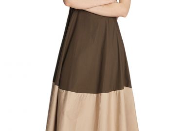 Φόρεμα Ale Μακρύ Ποπλίνα Δίτονο 8921178-KHAKI Γυναικείο - Ale - 