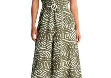 Φόρεμα Ale Μάξι Εμπριμέ Με Ζώνη 8923066-KHAKI Γυναικείο - Ale - 