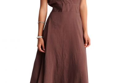Φόρεμα Ale Με Λάστιχο Πίσω 8923633-BROWN Γυναικείο - Ale - 