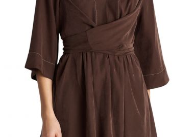 Φόρεμα Ale Μίνι Με Δέσιμο 8922871-BROWN Γυναικείο - Ale - 