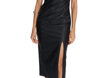 Φόρεμα Ale Μίντι Δερματίνη 8921747-BLACK Γυναικείο - Ale - 