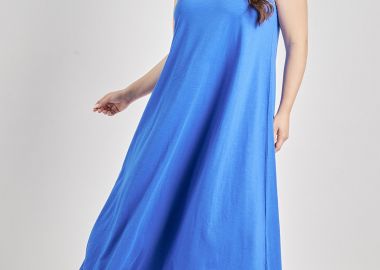 Φόρεμα αμάνικο βαμβακερό με τρέσα lurex -  - 