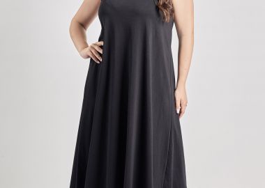 Φόρεμα αμάνικο βαμβακερό με τρέσα lurex -  - 