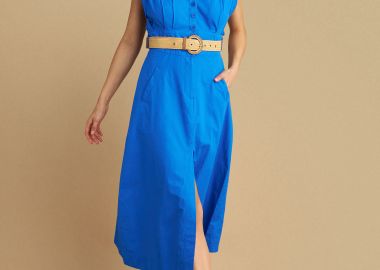 Φόρεμα αμάνικο με ζώνη ψάθινη - 5206634960092 -  - 