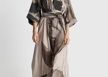 Φόρεμα ασύμμετρο εμπριμέ με ζώνη - 5206179061339 -  - 