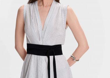 Φόρεμα ασύμμετρο ριγέ - 5206634955654 -  - 