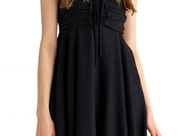 Φόρεμα Attrattivo Κοντό Λινό 9920944-BLACK Γυναικείο - Attrattivo - 