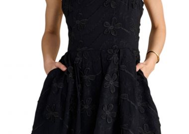 Φόρεμα Attrattivo Κοντό Με Ανάγλυφα Λουλούδια 9920498-BLACK Γυναικείο - Attrattivo - 