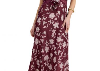 Φόρεμα Attrattivo Μάξι Φλοράλ Με Βολάν 9923167-CHERRY Γυναικείο - Attrattivo - 
