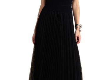 Φόρεμα Attrattivo Μάξι Πλεκτό Με Τούλι 9P22975-BLACK Γυναικείο - Attrattivo - 