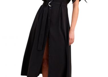 Φόρεμα Attrattivo Με Ζώνη Και Δέσιμο Στα Μανίκια 9923696-BLACK Γυναικείο - Attrattivo - 