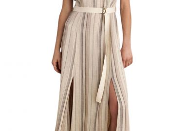 Φόρεμα Attrattivo Ριγέ Με Ζώνη 91072870-NATURAL Γυναικείο - Attrattivo - 