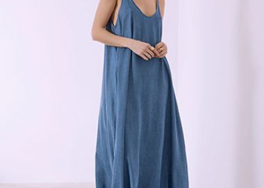 Φόρεμα βαμβακερό με denim όψη SQ7591.8403+2 - Celestino - 