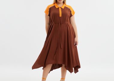 Φόρεμα βισκόζη με διχρωμία - MAT FASHION - 