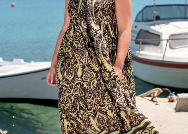 Φόρεμα βισκόζης σε boho abstract εμπριμέ -  - 