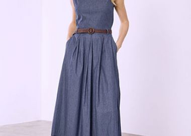 Φόρεμα denim με ζώνη SQ9844.8215+1 - Celestino - 