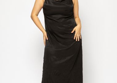Φόρεμα drape με τιράντα αλυσίδα σε μαύρο χρώμα plus size -  - 