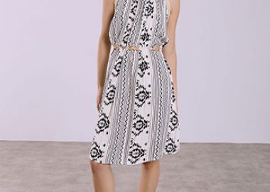 Φόρεμα εμπριμέ με μεταλλιζέ ρίγες SQ7633.8458+1 - Celestino - 