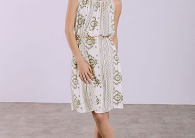 Φόρεμα εμπριμέ με μεταλλιζέ ρίγες SQ7633.8458+2 - Celestino - 