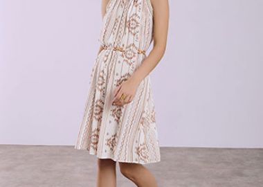 Φόρεμα εμπριμέ με μεταλλιζέ ρίγες SQ7633.8458+3 - Celestino - 