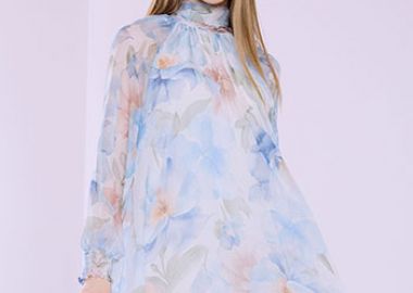 Φόρεμα φλοράλ ημιδιάφανο SQ7570.8991+1 - Celestino - 