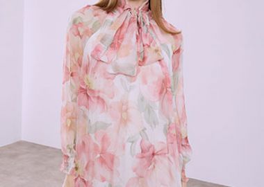 Φόρεμα φλοράλ ημιδιάφανο SQ7570.8991+2 - Celestino - 